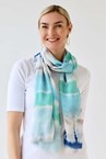 TIE DYE STRIPE SCARF - blue green